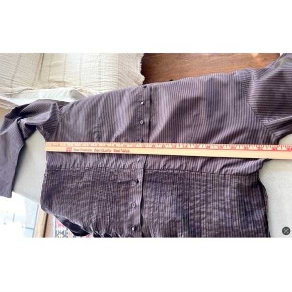 KRISTA LARSON  Silk Button Shirt w/ Pin Tucks & Interior Waist Tie -'AS IS' -O/S - Picture 6 of 15